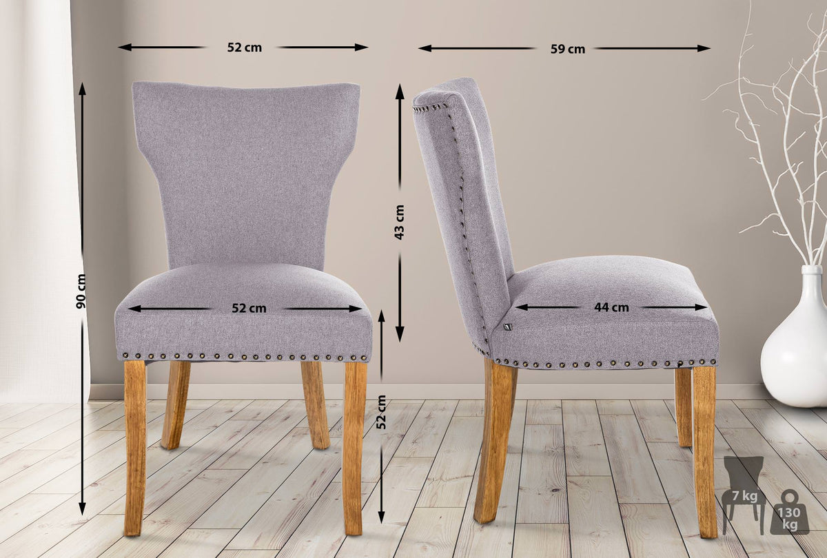 Set van 2 eetkamerstoelen Zadar stof grijs,antiek licht grau