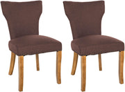 Set van 2 eetkamerstoelen Zadar stof bruin,antiek licht braun