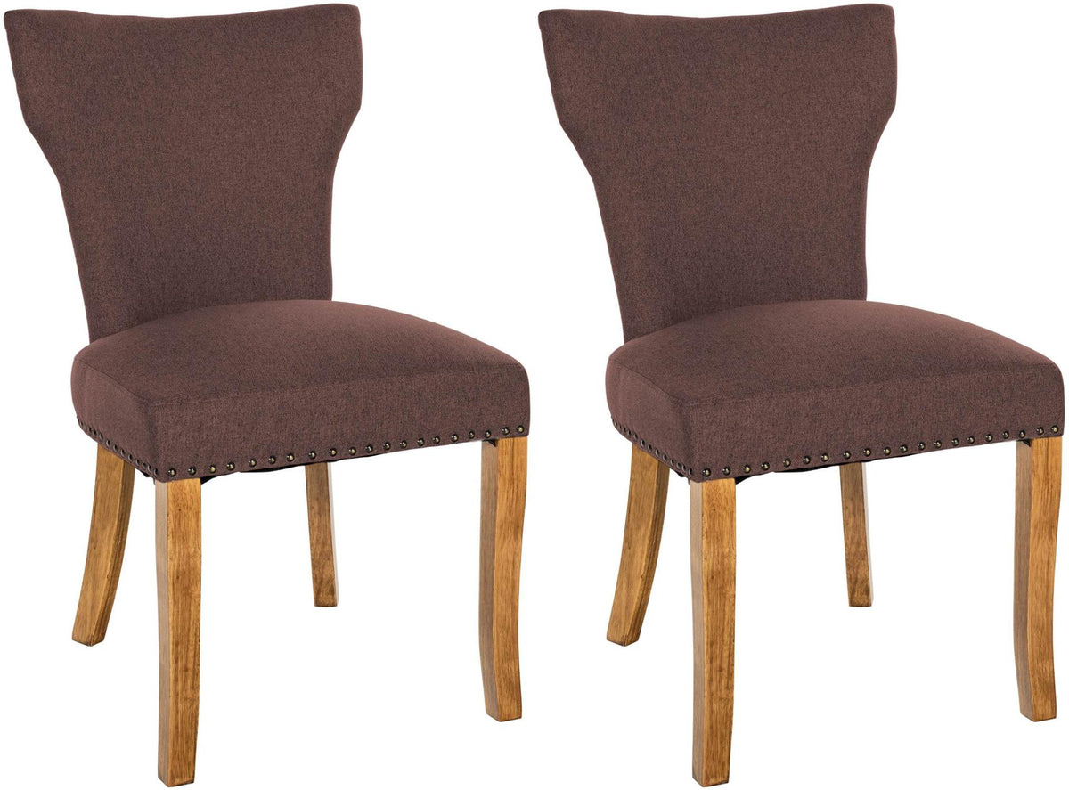 Set van 2 eetkamerstoelen Zadar stof bruin,antiek licht braun