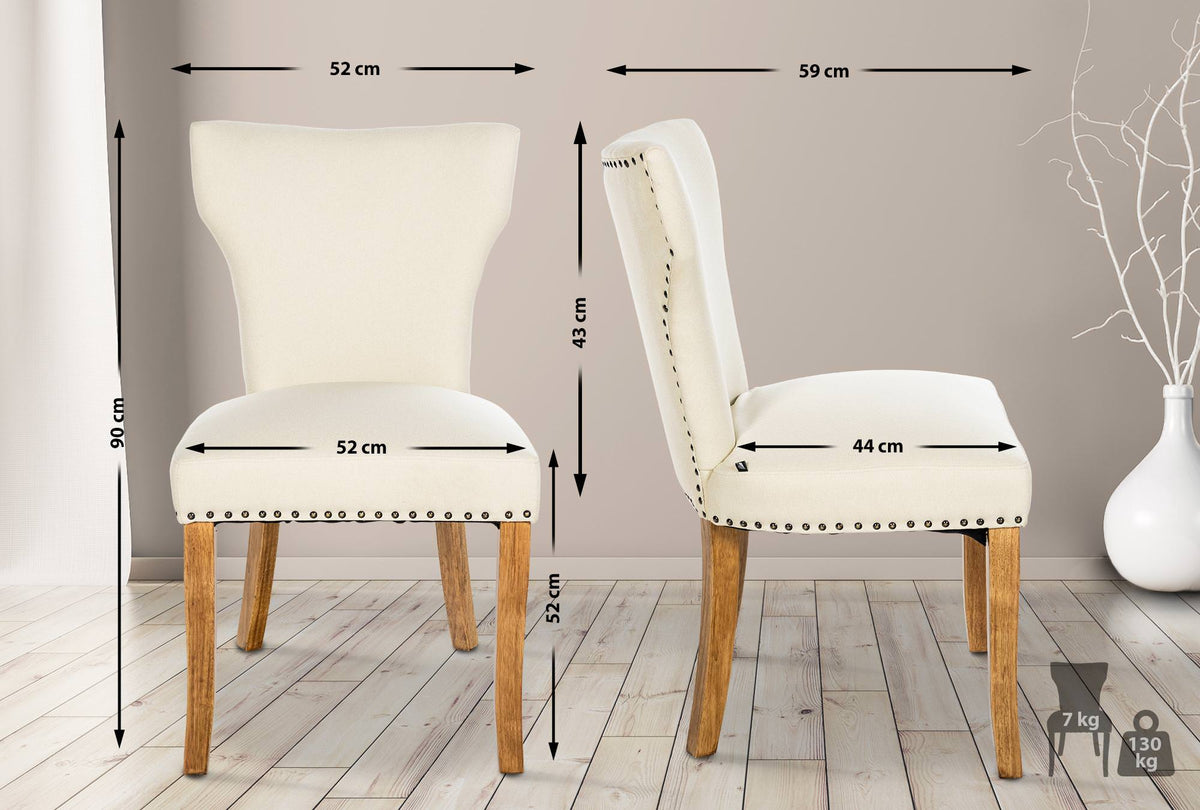 Set van 2 eetkamerstoelen Zadar stof creme,antiek licht creme