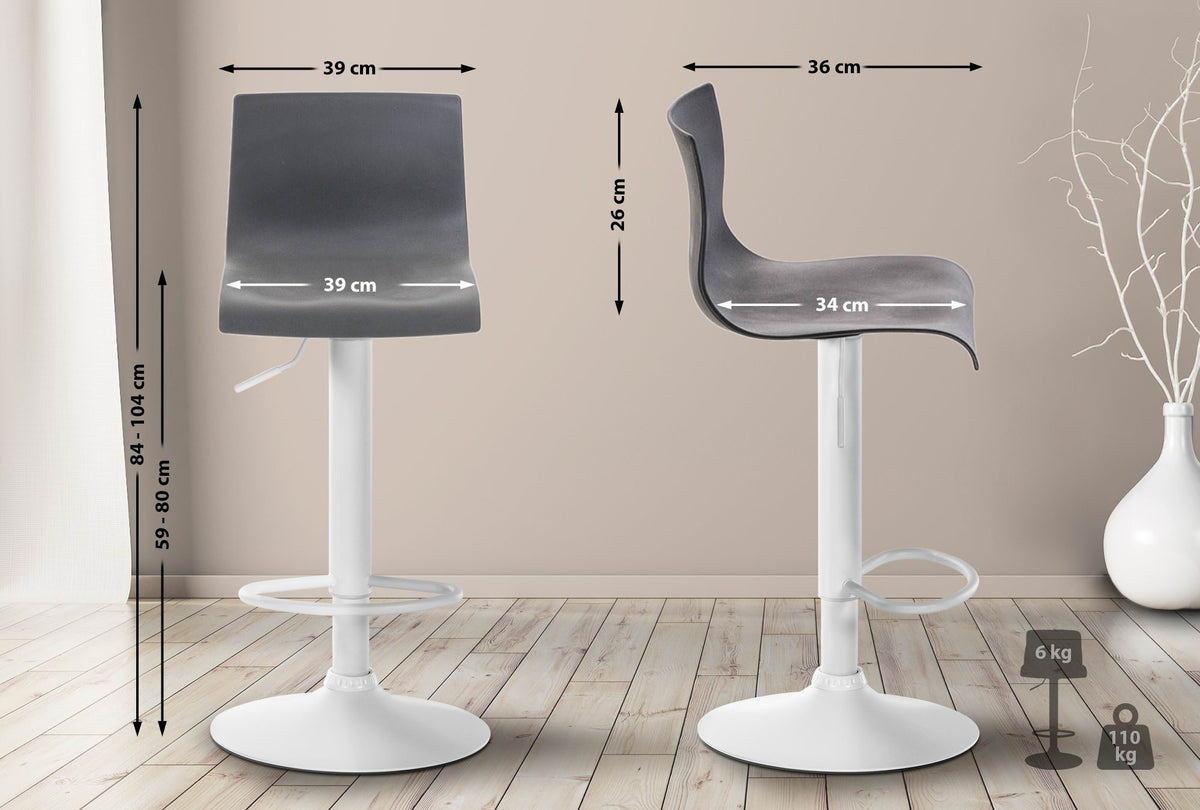 Barkruk Hover Kunststof grijs,Metaal mat wit grau