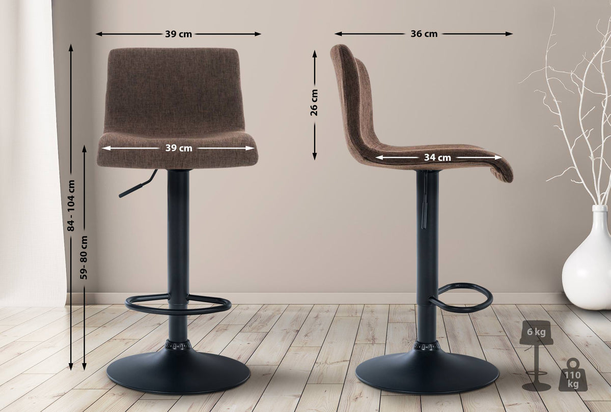 Barkruk Hover Stof bruin,Metaal mat zwart braun