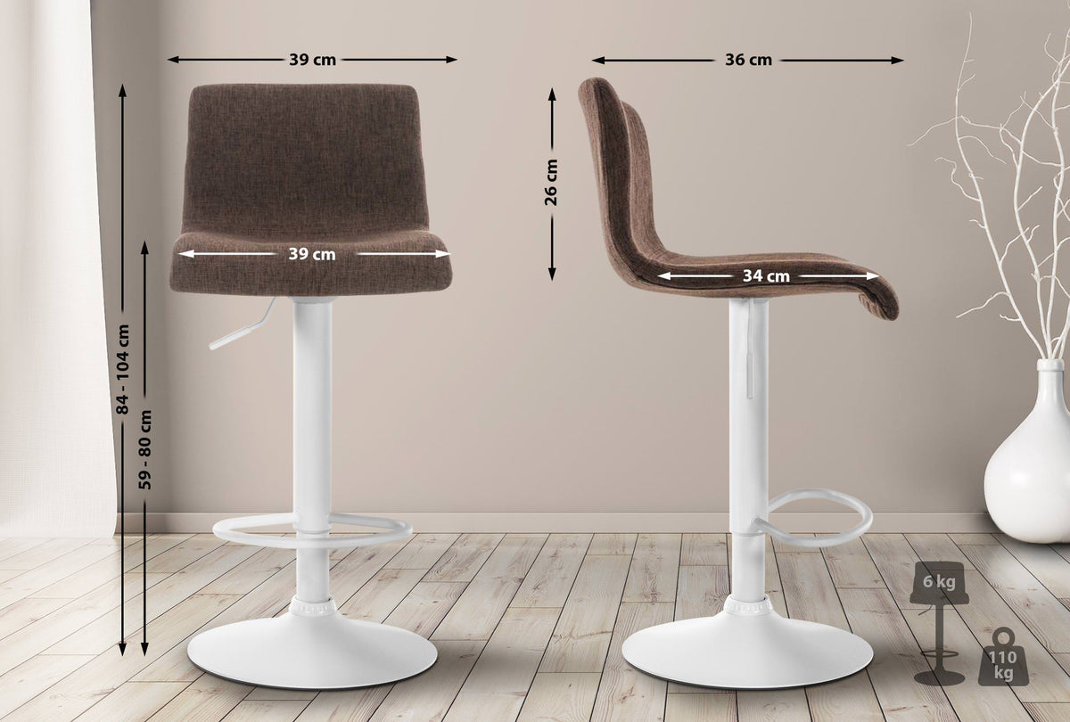 Barkruk Hover Stof bruin,Metaal mat wit braun