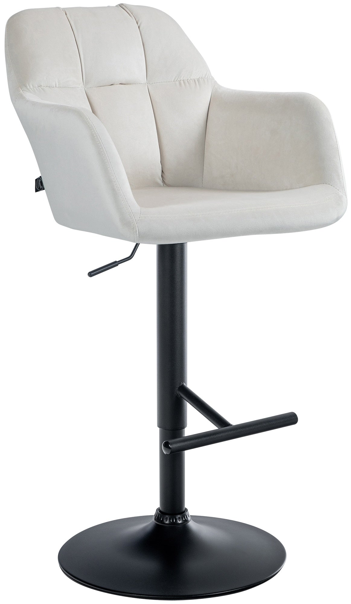 Barkruk Natoma fluweel creme,Metaal mat zwart creme
