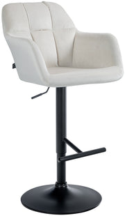 Barkruk Natoma fluweel creme,Metaal mat zwart creme