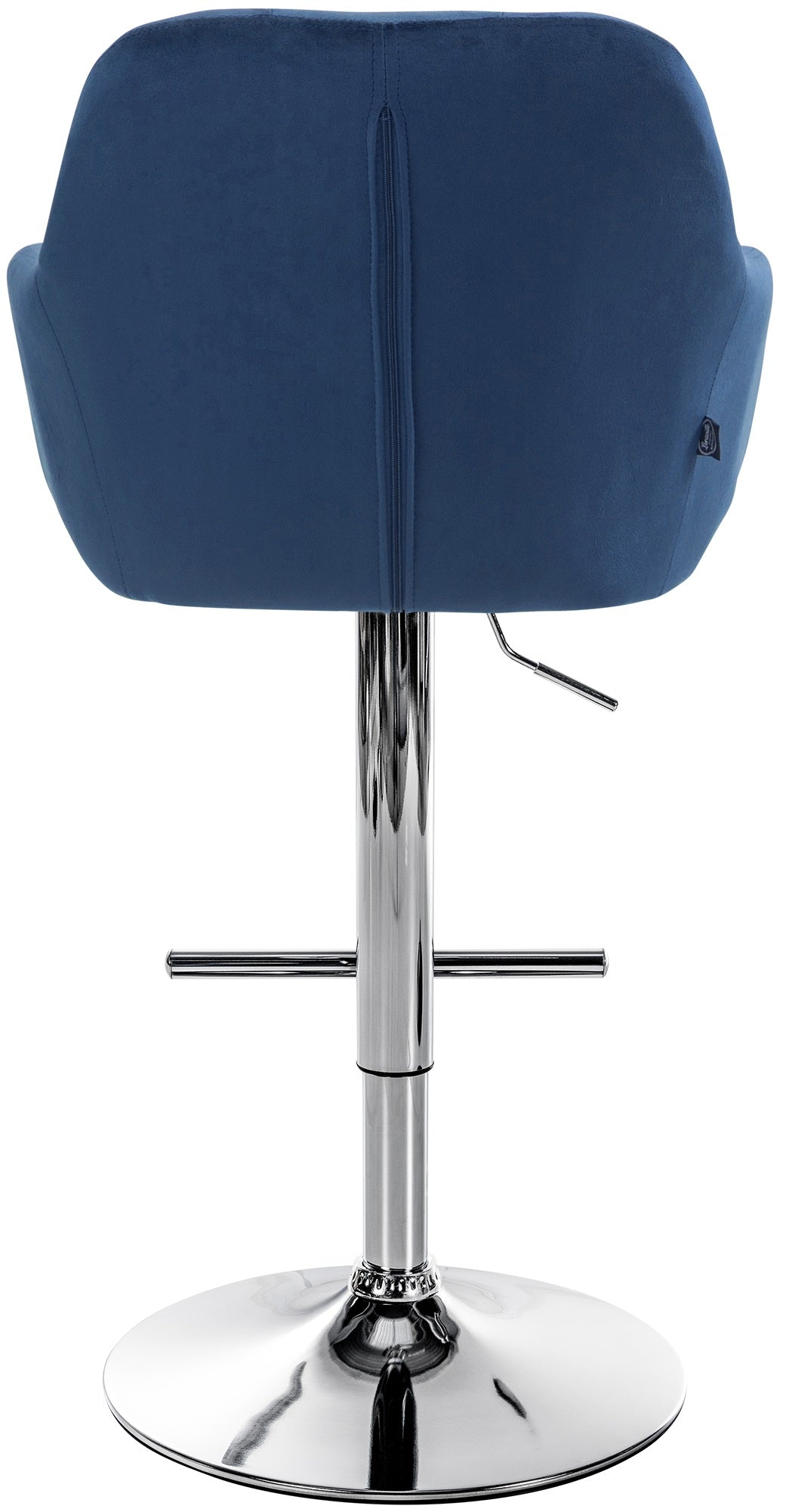 Barkruk Natoma fluweel blauw,Metaal in chroomoptiek blau
