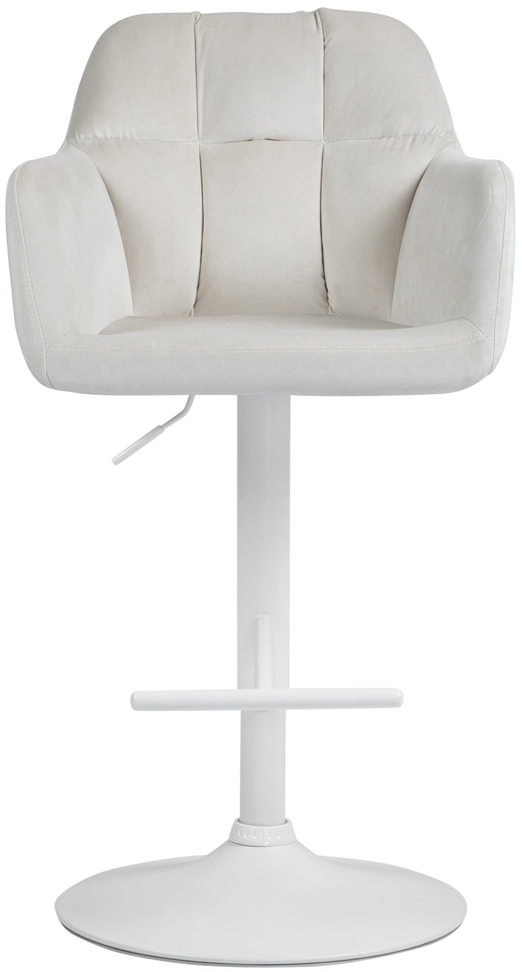 Barkruk Natoma fluweel creme,Metaal mat wit creme