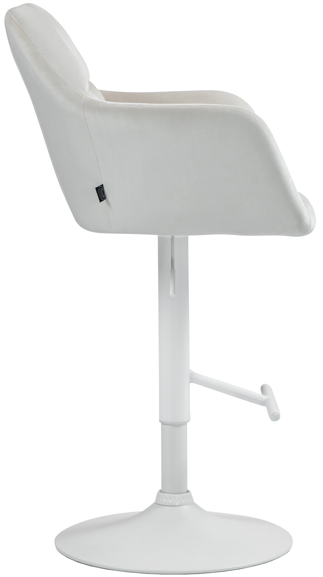 Barkruk Natoma fluweel creme,Metaal mat wit creme