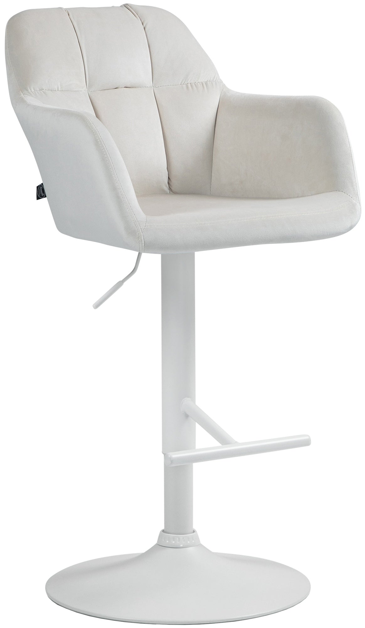 Barkruk Natoma fluweel creme,Metaal mat wit creme
