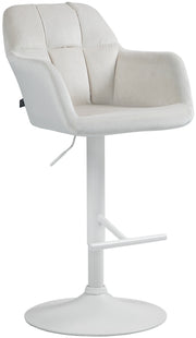 Barkruk Natoma fluweel creme,Metaal mat wit creme