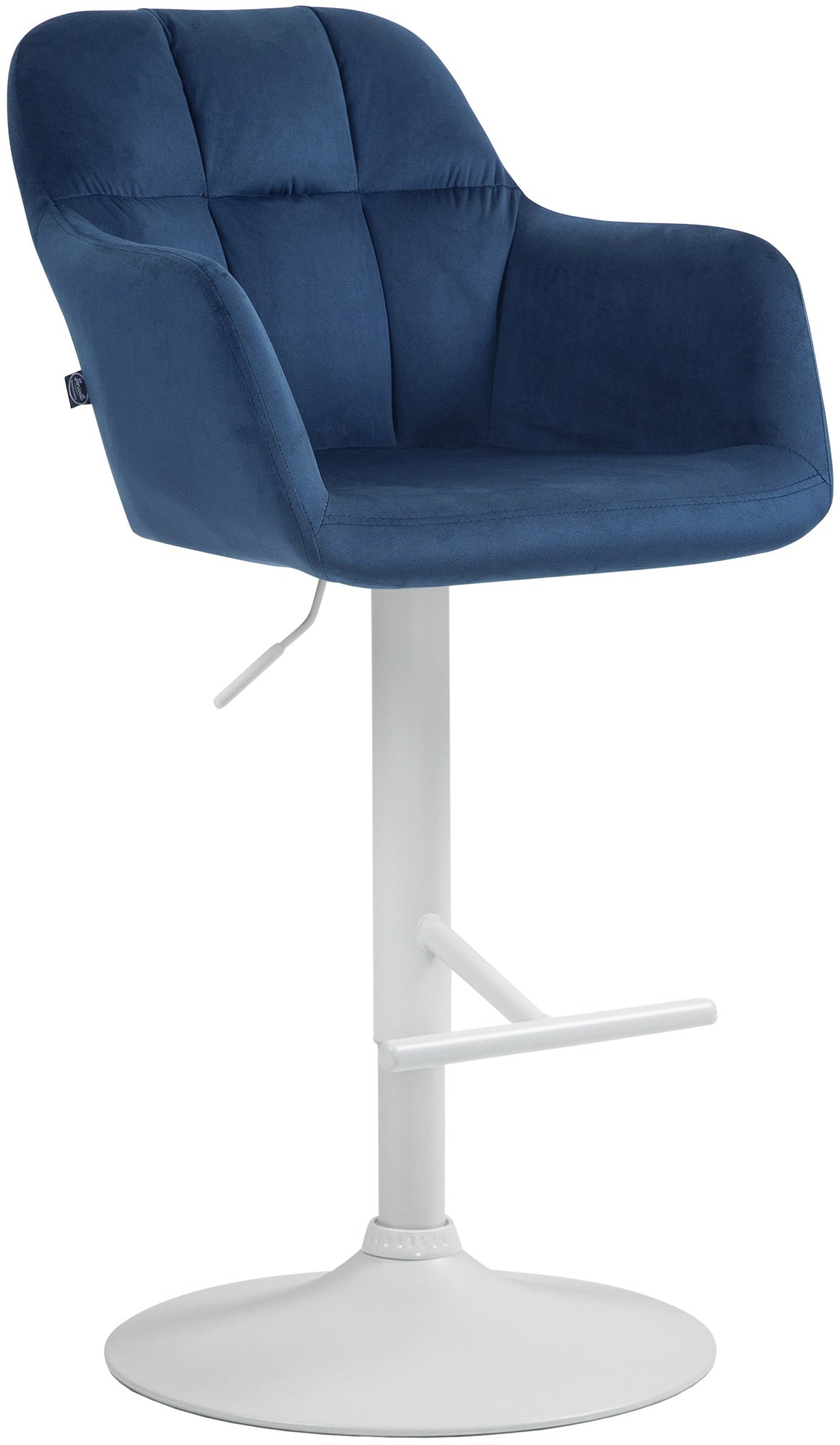 Barkruk Natoma fluweel blauw,Metaal mat wit blau