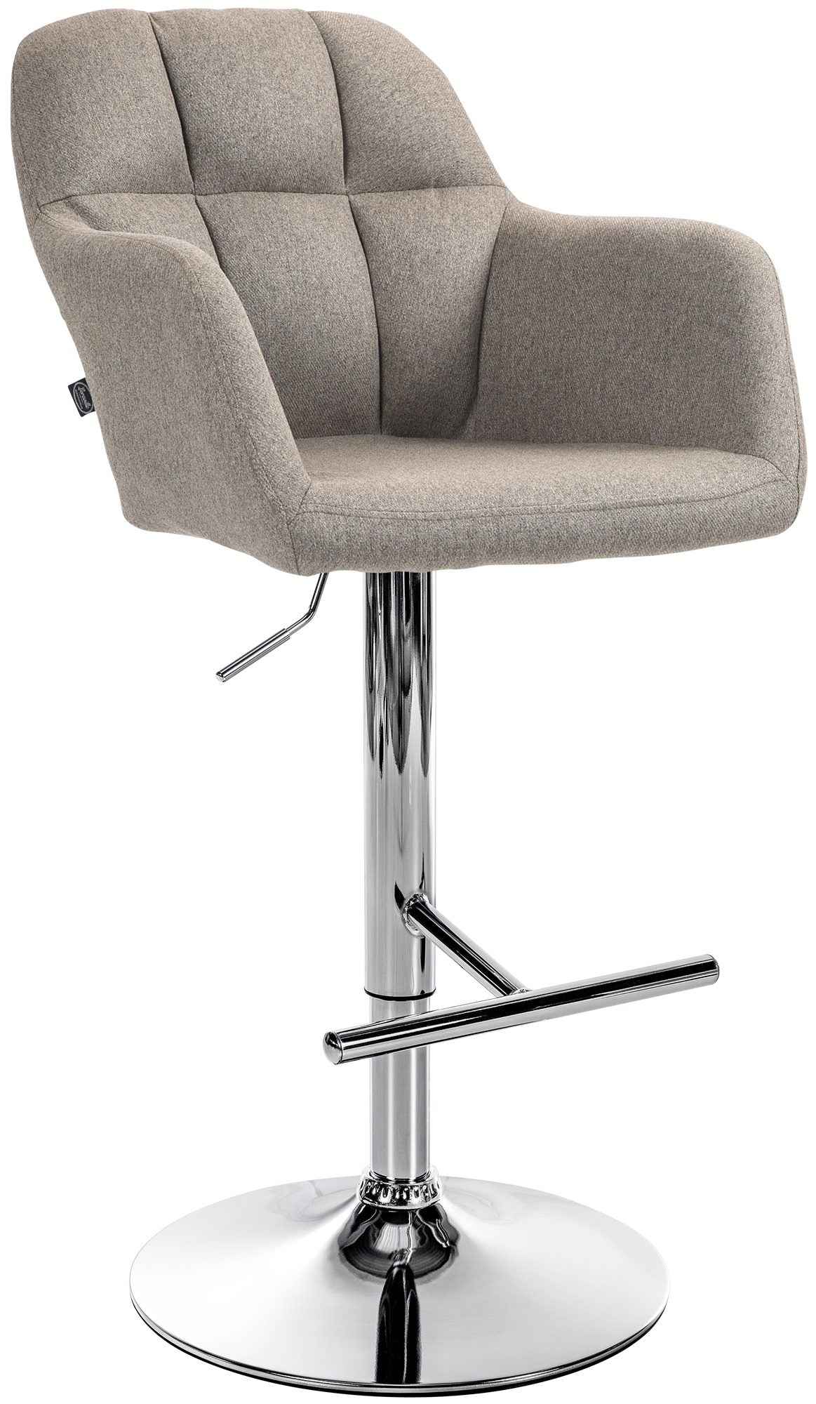 Barkruk Natoma Stof taupe,Metaal in chroomoptiek taupe