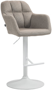 Barkruk Natoma Stof taupe,Metaal mat wit taupe