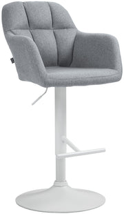 Barkruk Natoma Stof grijs,Metaal mat wit grau