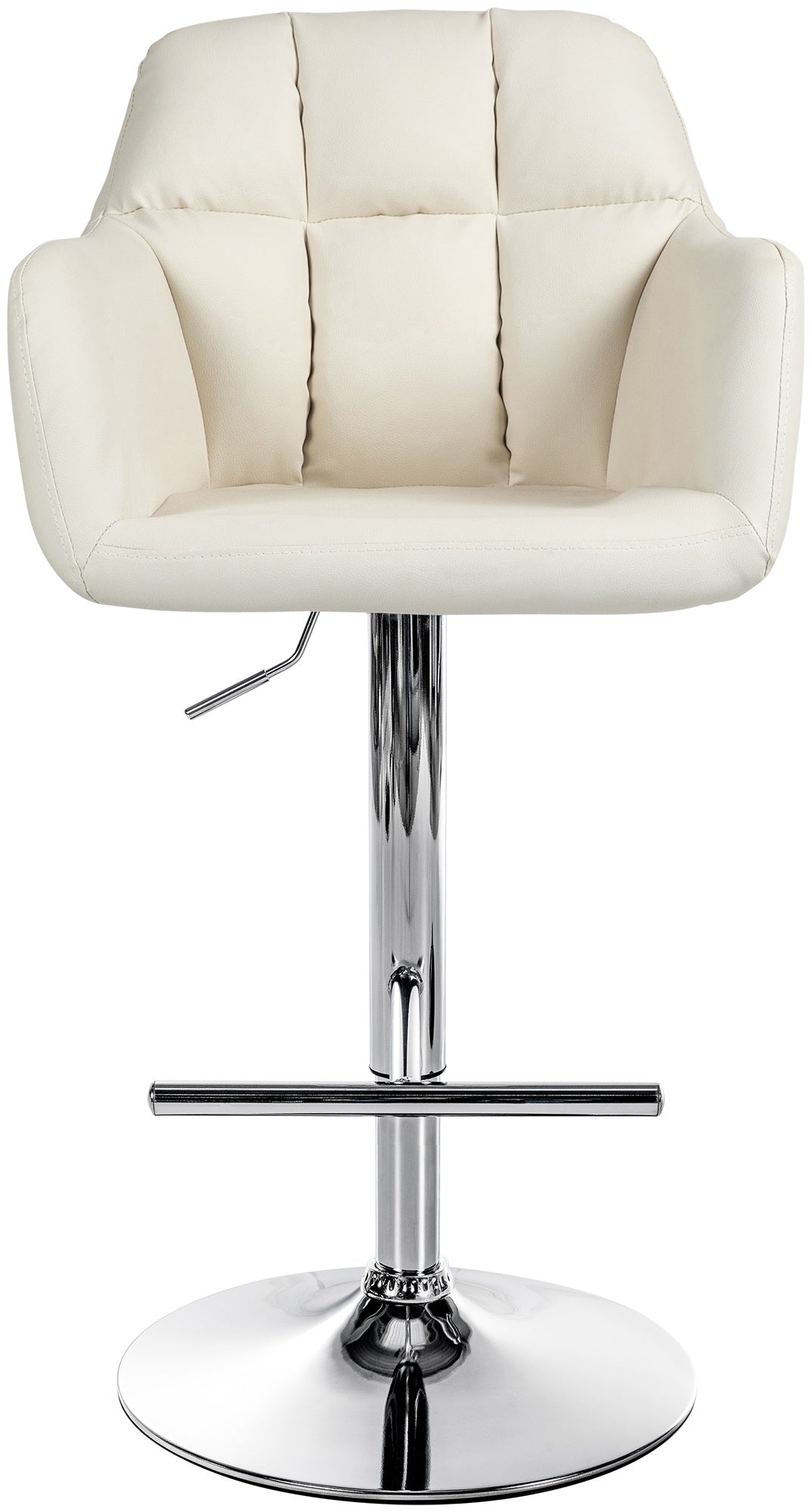 Barkruk Natoma kunstleer creme,Metaal in chroomoptiek creme