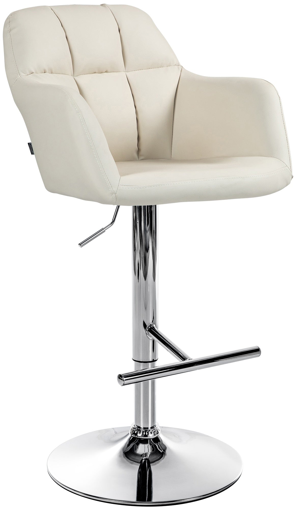 Barkruk Natoma kunstleer creme,Metaal in chroomoptiek creme