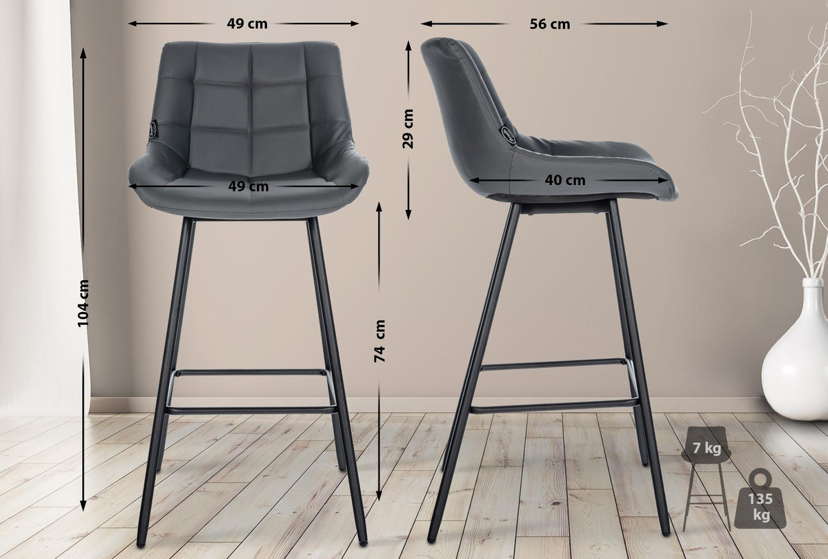 Barkruk Weston grijs,Kunstleer grau