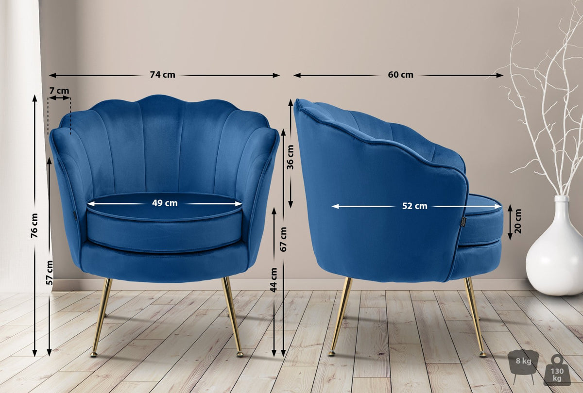 Fauteuil Rosita Fluweel blauw blau