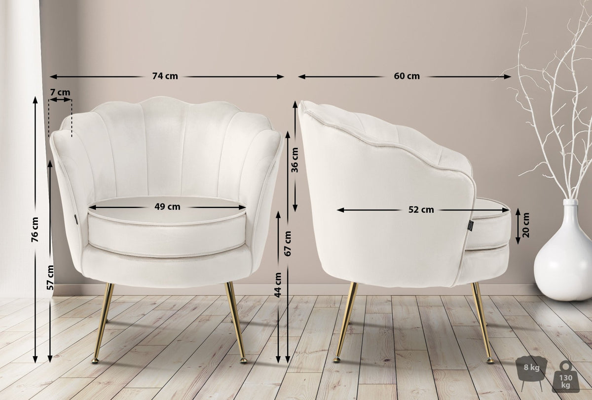 Fauteuil Rosita Fluweel creme creme
