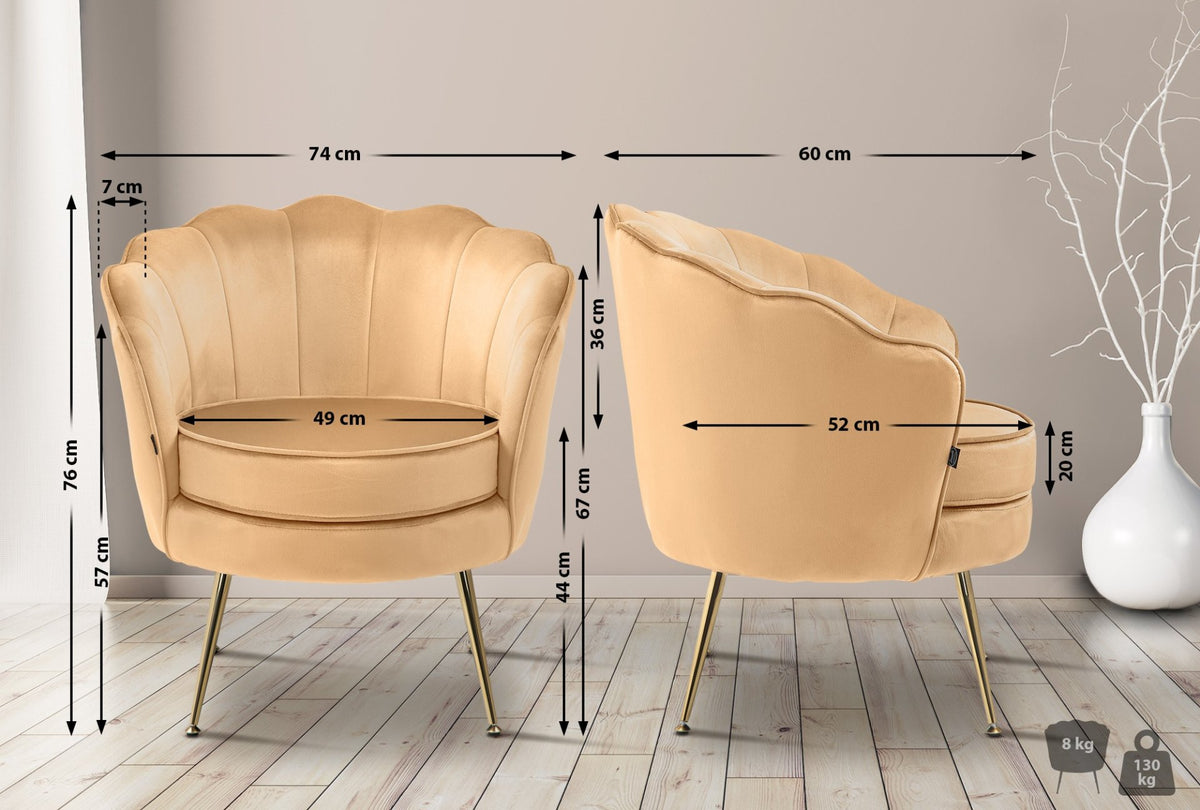 Fauteuil Rosita Fluweel geel gelb