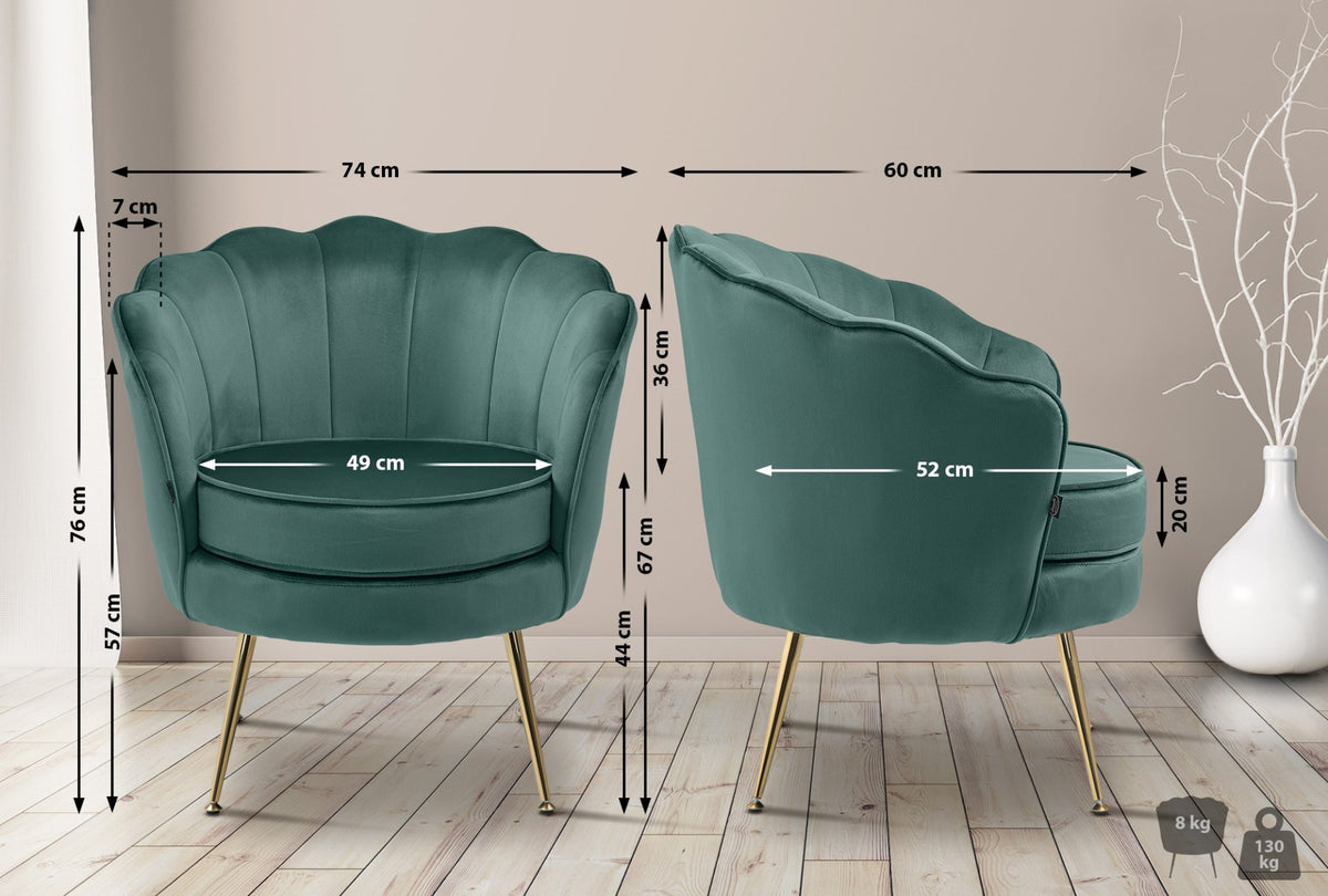 Fauteuil Rosita Fluweel groen grün