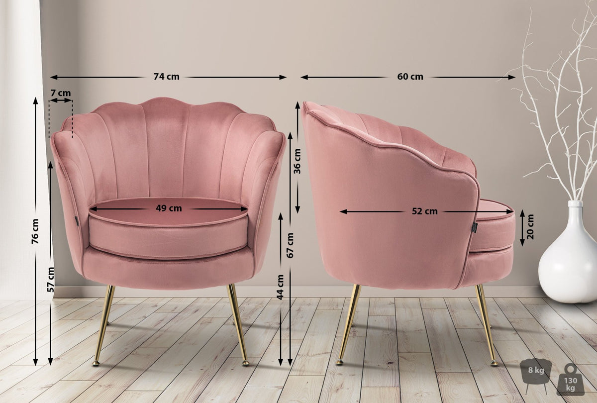 Fauteuil Rosita Fluweel rosa rosa