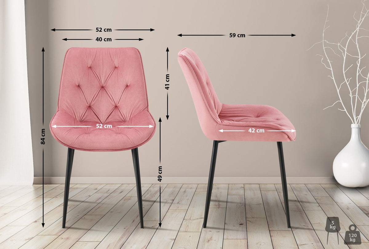 Eetkamerstoel Wallace fluweel rosa rosa
