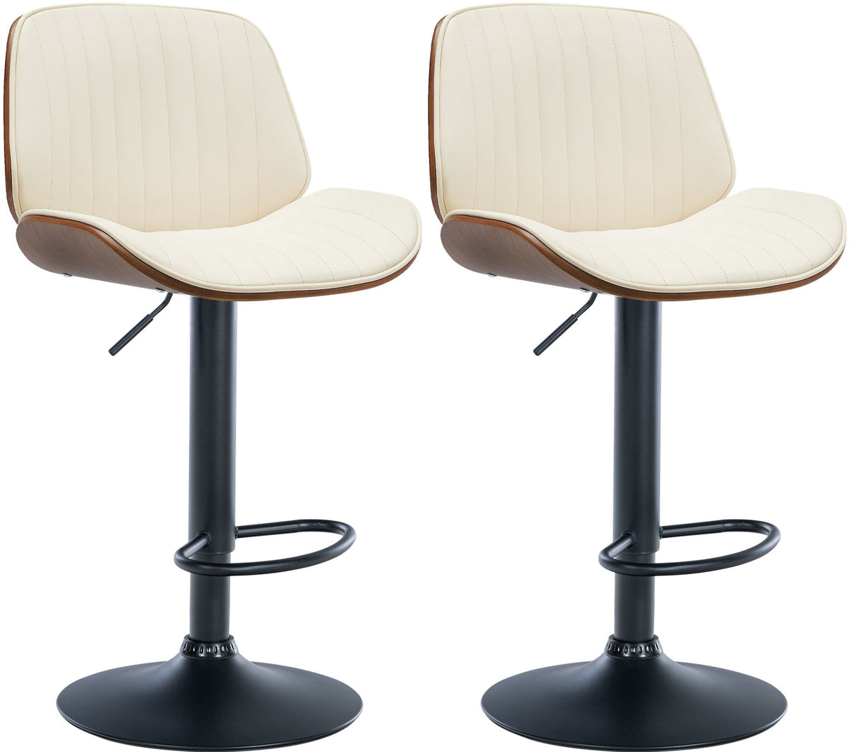 Set van 2 barkrukken Nova kunstleer walnoot/creme walnuss/creme