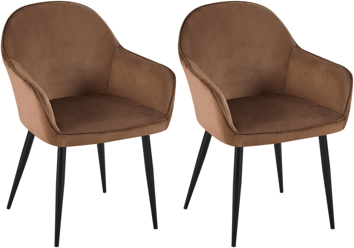 Set van 2 eetkamerstoelen Boise fluweel bruin braun