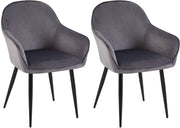 Set van 2 eetkamerstoelen Boise fluweel donkergrijs dunkelgrau