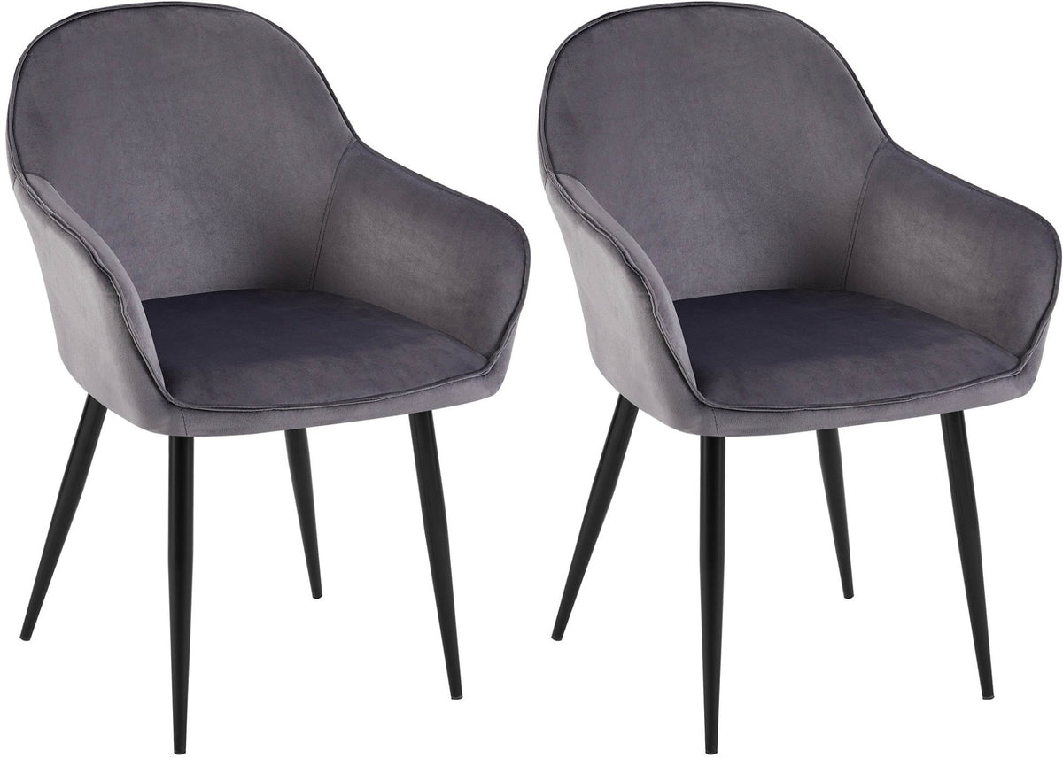 Set van 2 eetkamerstoelen Boise fluweel donkergrijs dunkelgrau