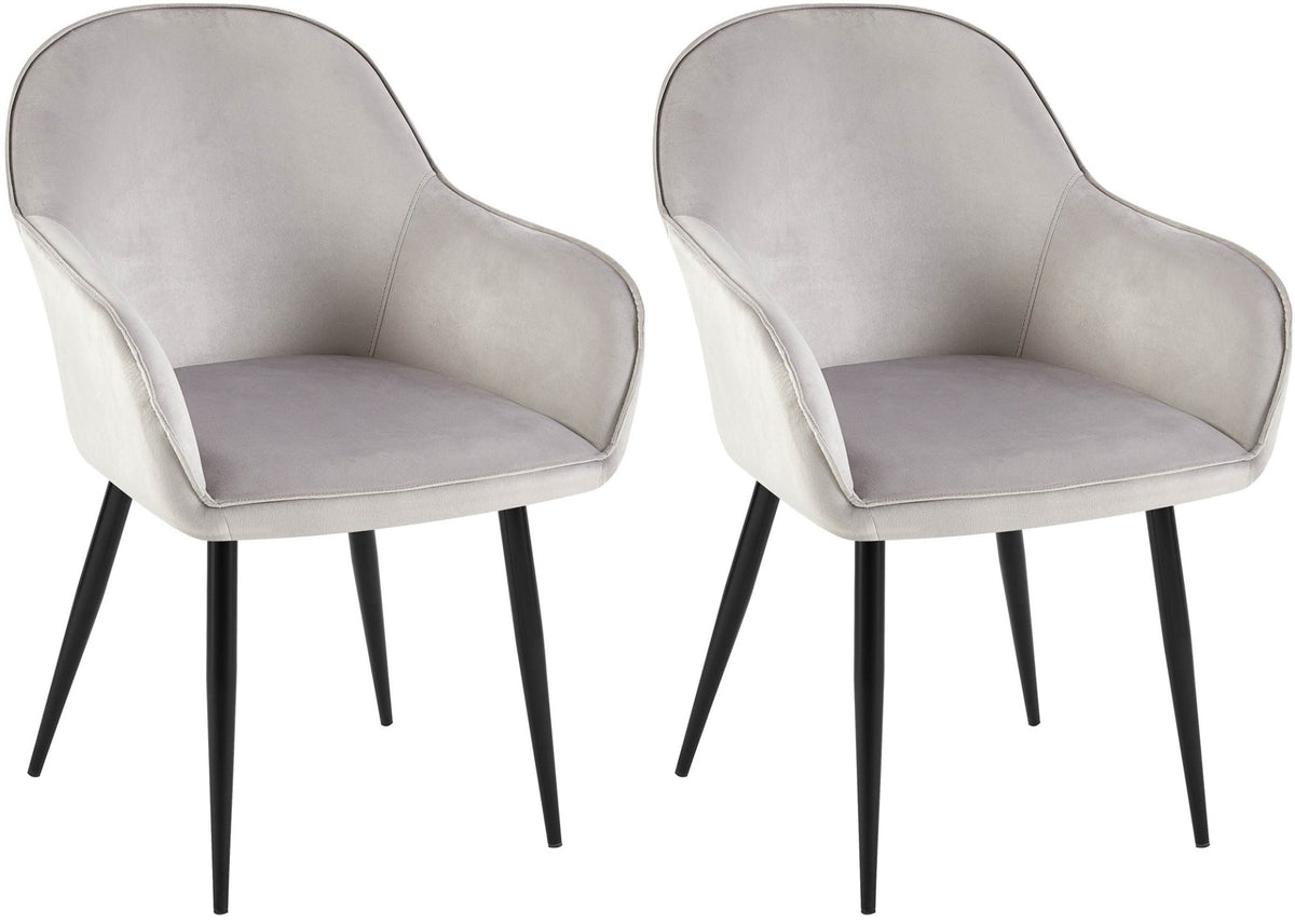 Set van 2 eetkamerstoelen Boise fluweel grijs grau