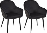 Set van 2 eetkamerstoelen Boise fluweel zwart schwarz
