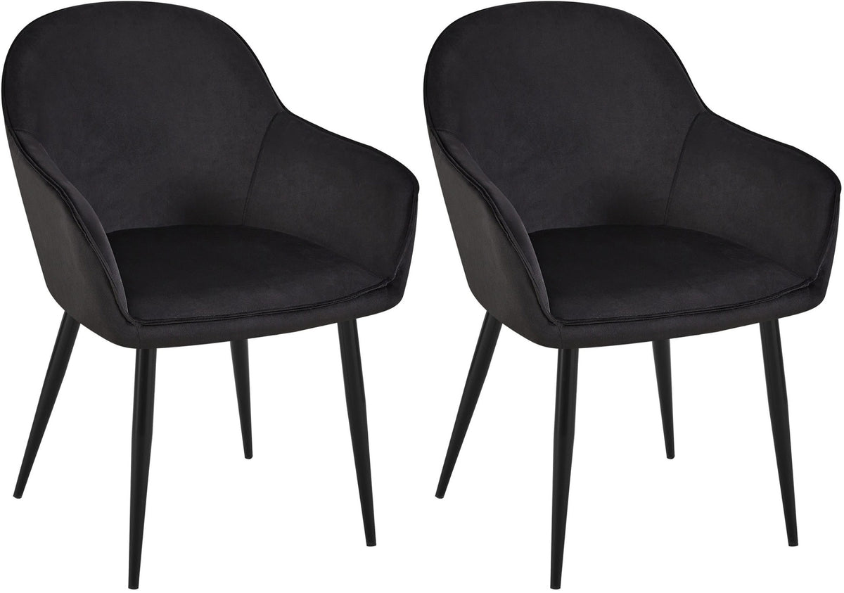 Set van 2 eetkamerstoelen Boise fluweel zwart schwarz