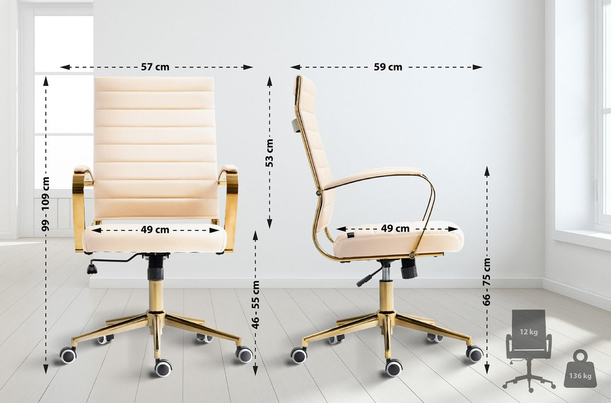 Bureaustoel Havana Kunstleer creme creme