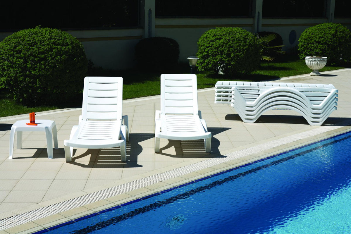 Set van 10 ligstoelen Aqua wit weiß