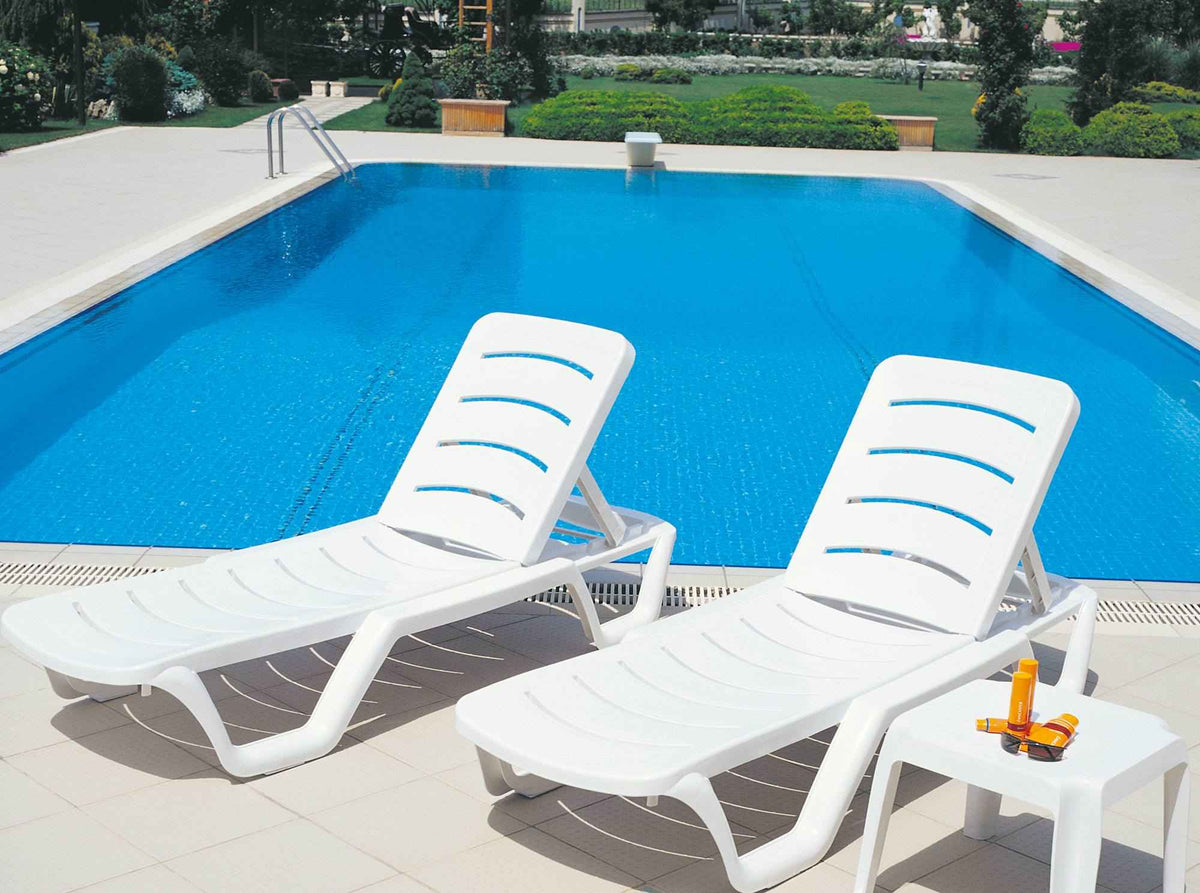 Set van 4 ligstoelen Bahama wit weiß