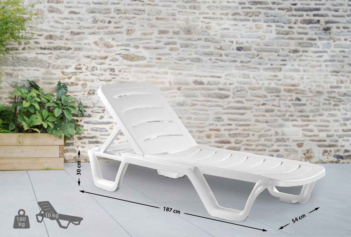 Set van 4 ligstoelen Bahama wit weiß