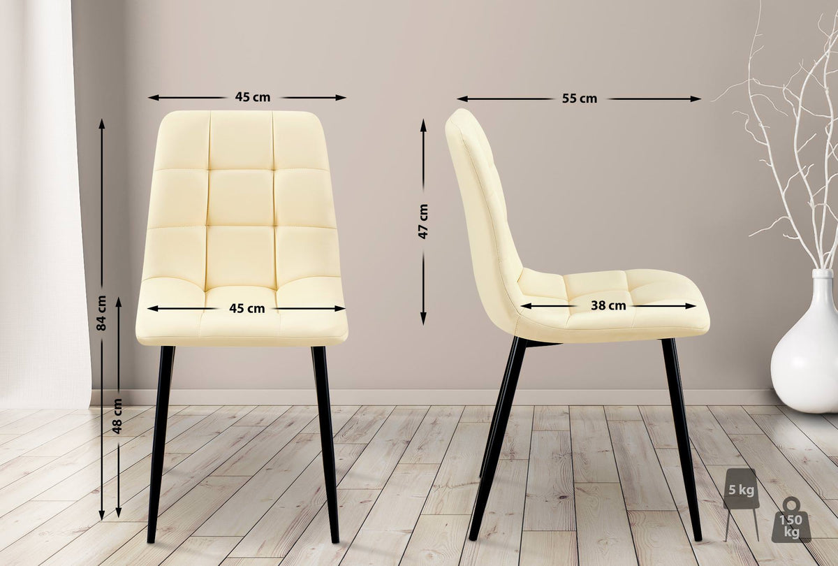 Set van 4 eetkamerstoelen Antibes kunstleer creme creme