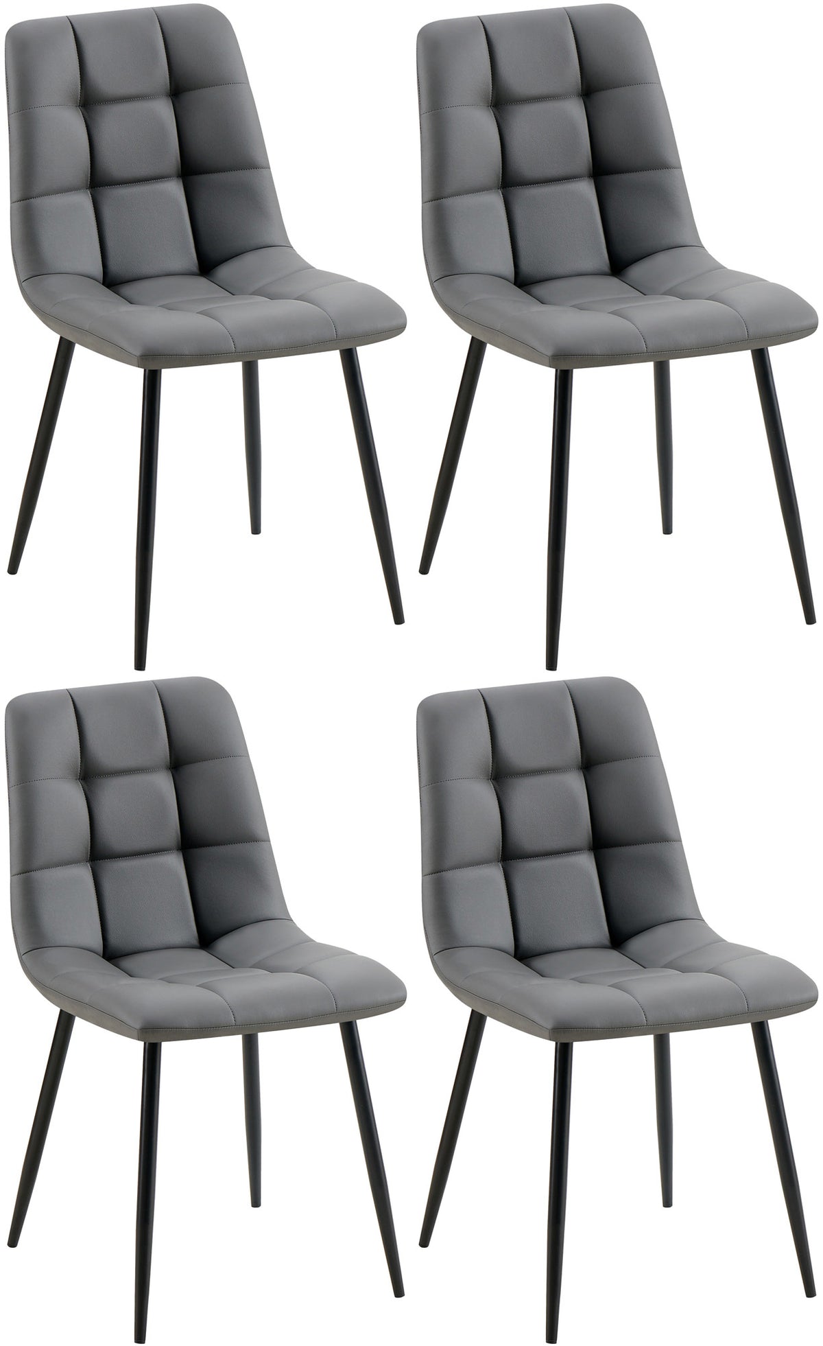 Set van 4 eetkamerstoelen Antibes kunstleer donkergrijs dunkelgrau