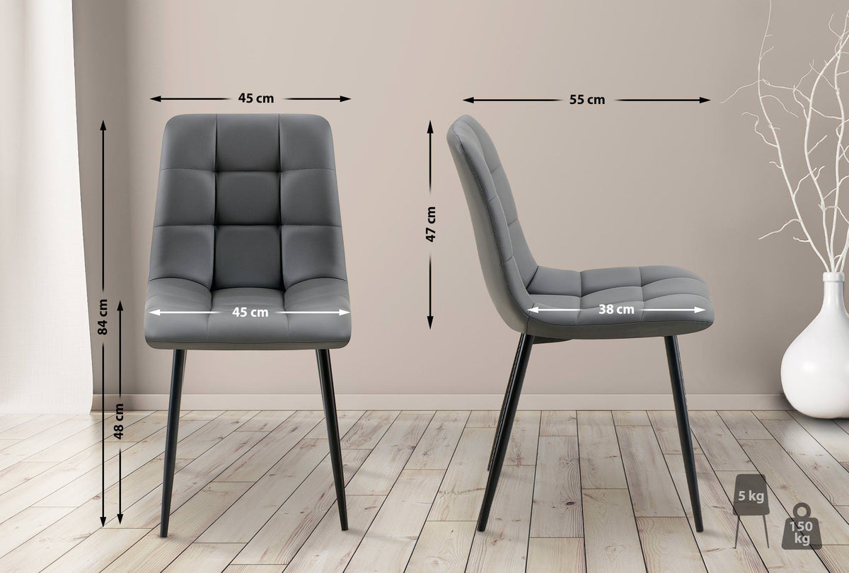 Set van 4 eetkamerstoelen Antibes kunstleer donkergrijs dunkelgrau