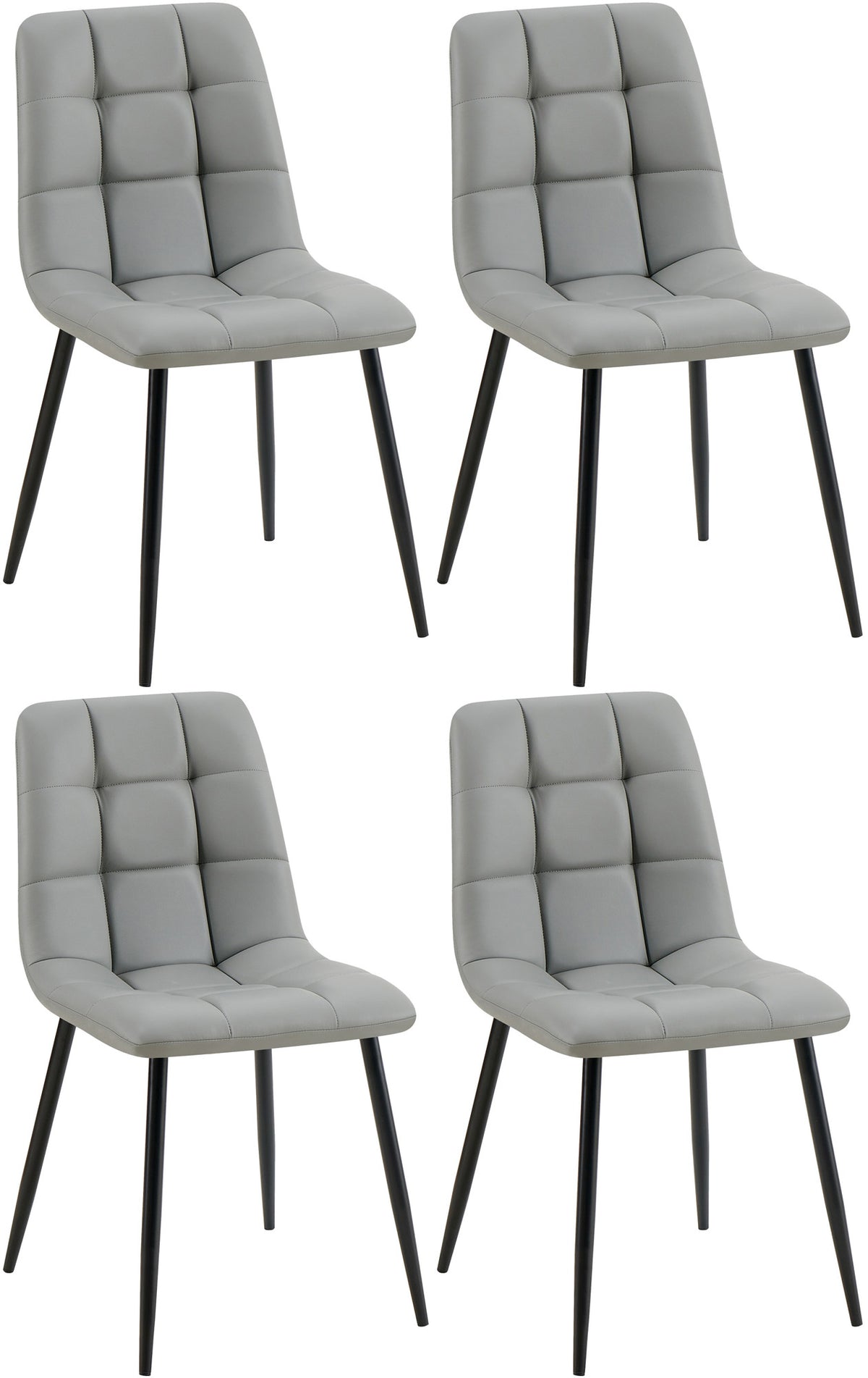 Set van 4 eetkamerstoelen Antibes kunstleer licht grijs hellgrau