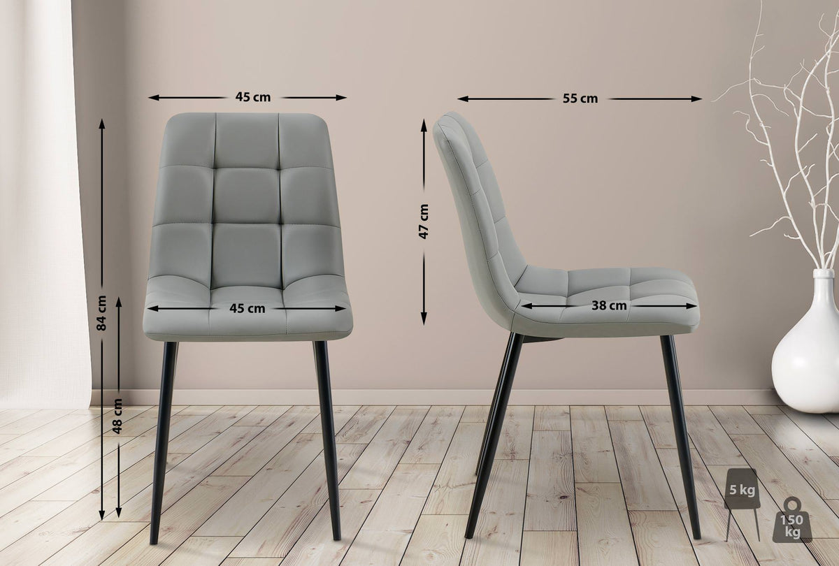 Set van 4 eetkamerstoelen Antibes kunstleer licht grijs hellgrau