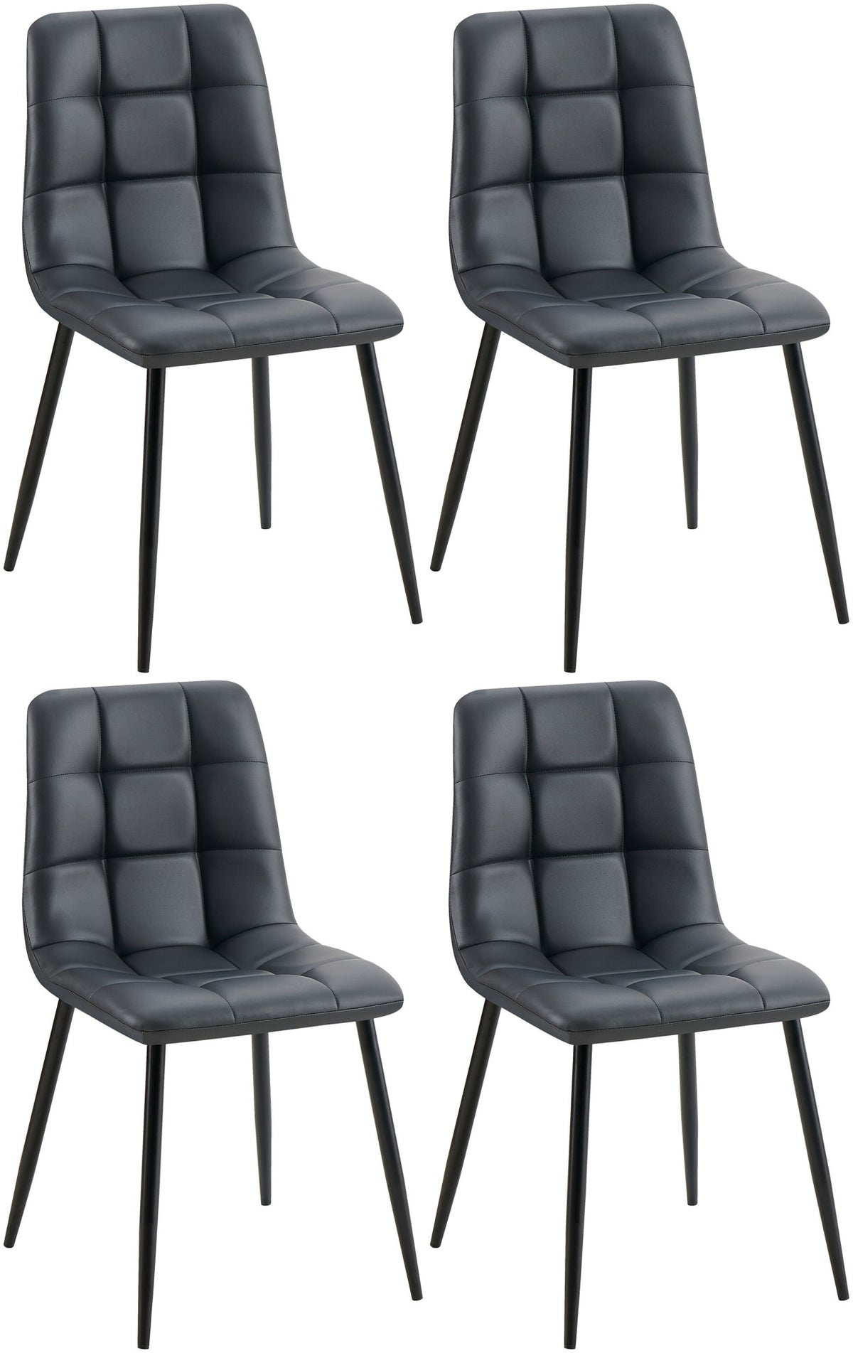 Set van 4 eetkamerstoelen Antibes kunstleer zwart schwarz
