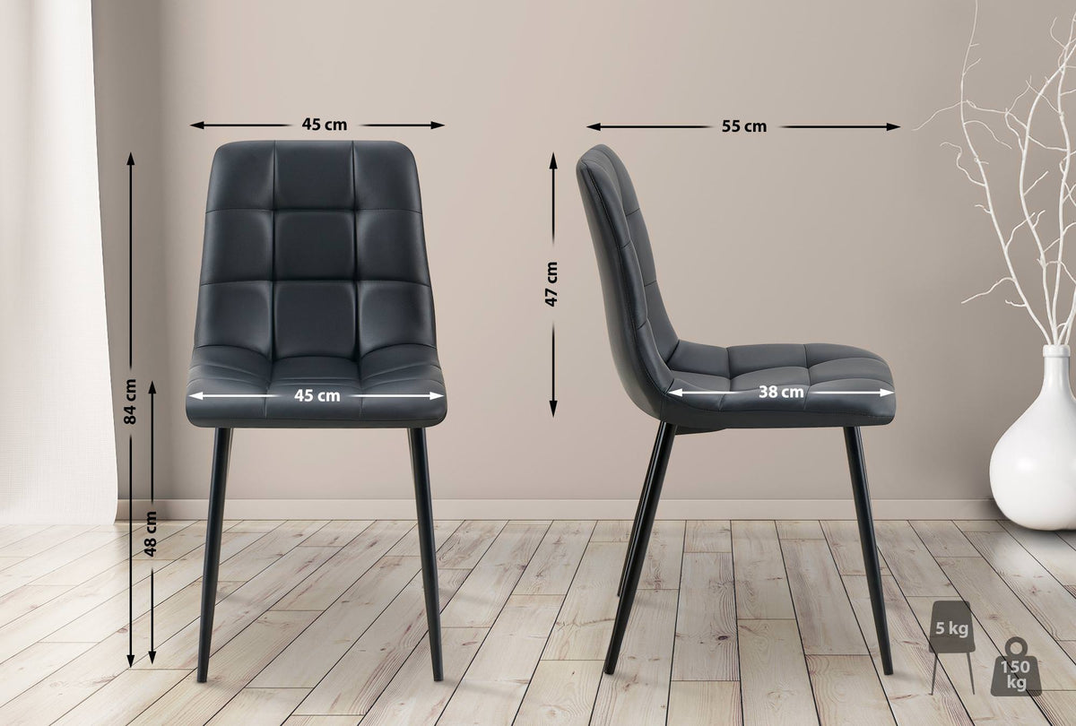 Set van 4 eetkamerstoelen Antibes kunstleer zwart schwarz