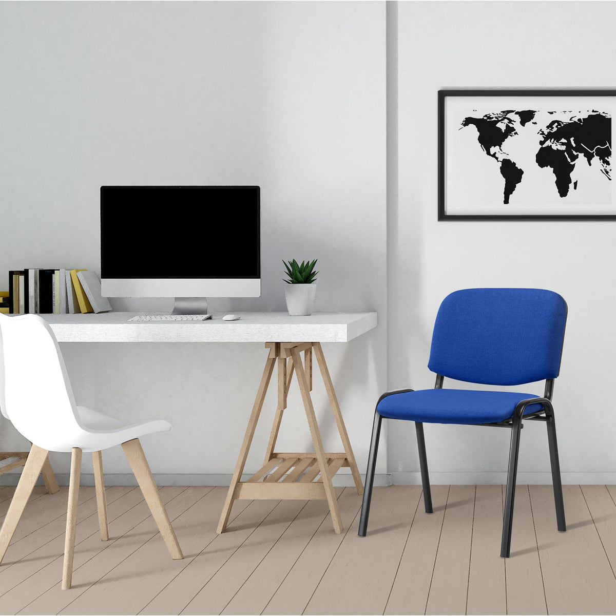 Bezoekersstoel Ken Stof blauw blau