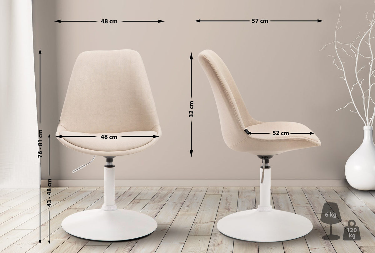 Eetkamerstoel Maverick stof creme,wit creme