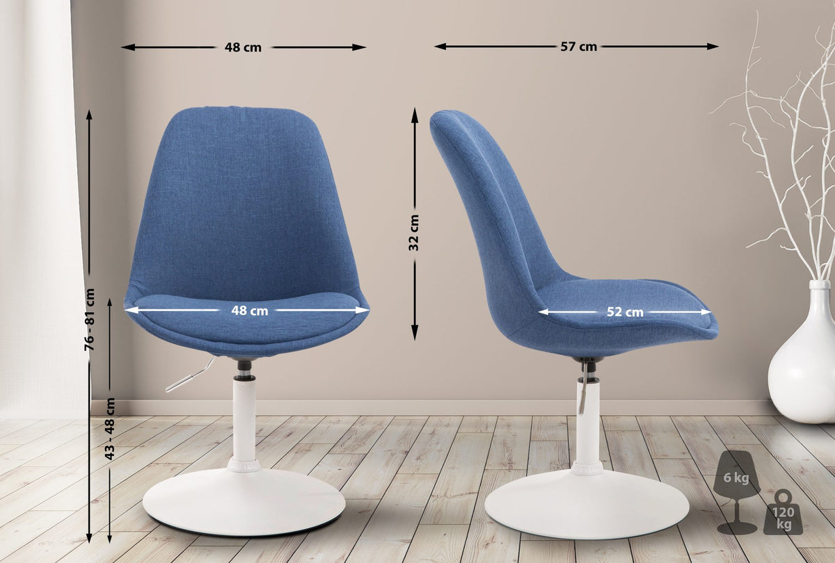 Eetkamerstoel Maverick stof blauw,wit blau