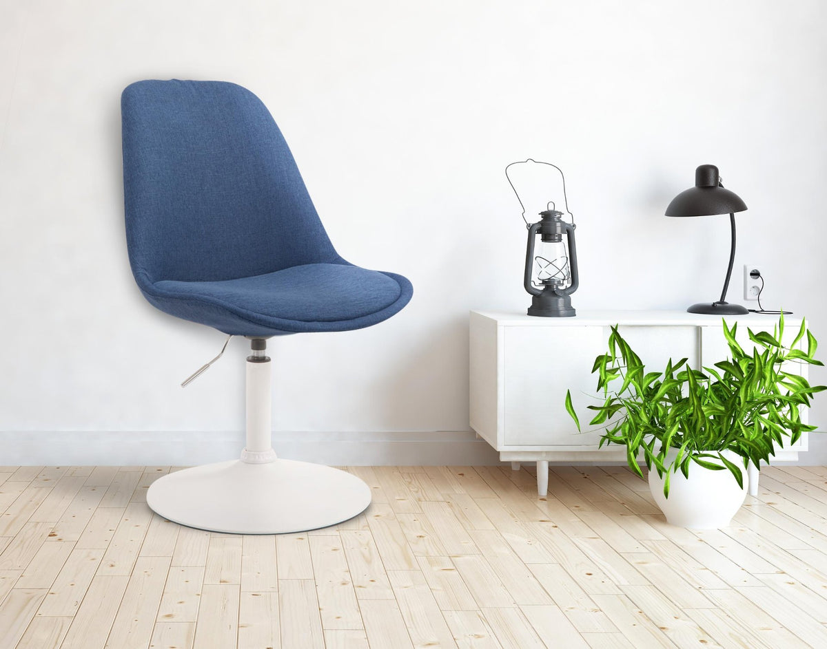 Eetkamerstoel Maverick stof blauw,wit blau