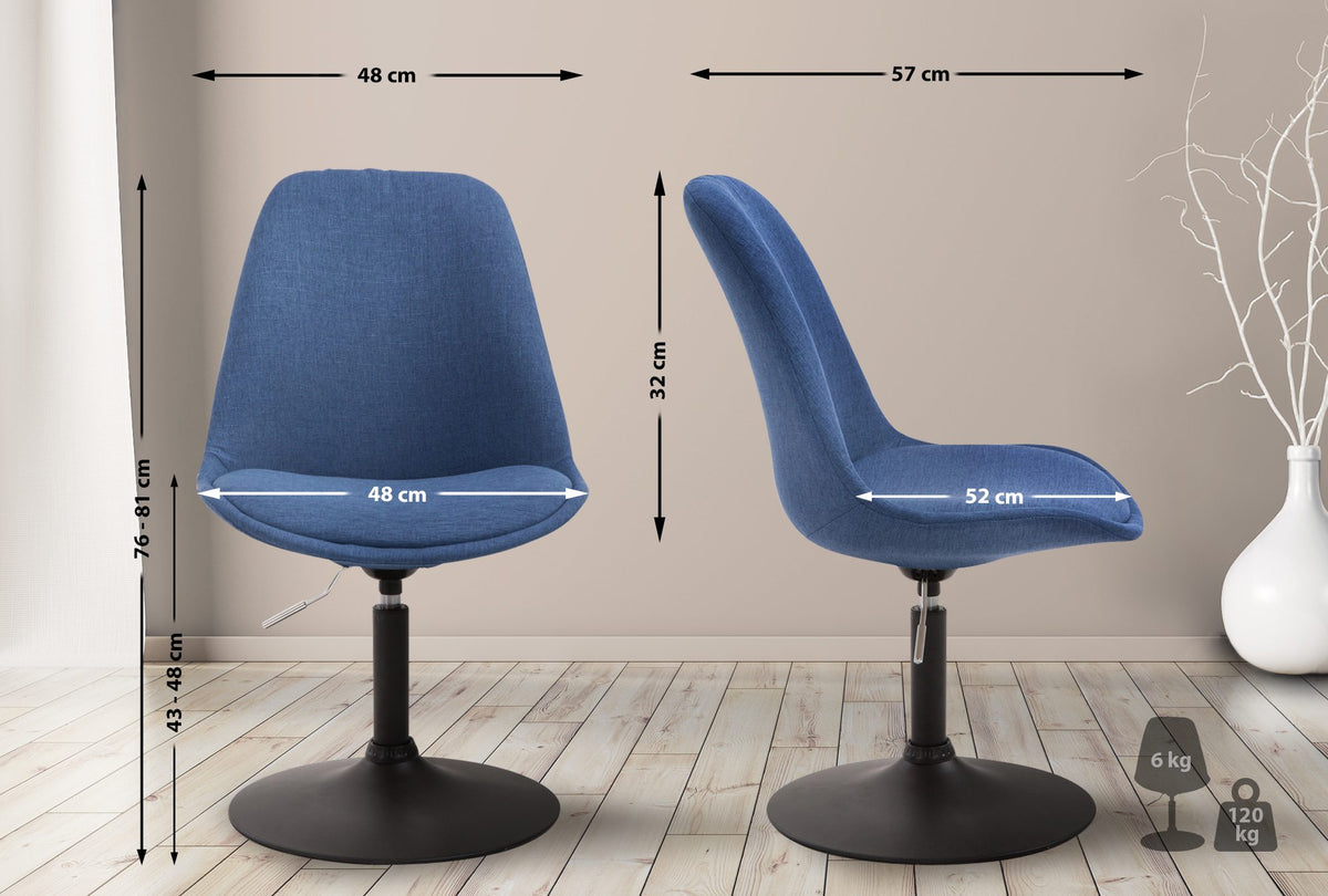 Eetkamerstoel Maverick stof blauw,zwart blau